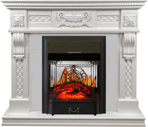 Каминокомплект Corsica - Матовый белый (Ширина 1100) с очагом Majestic FX M Black фото 1