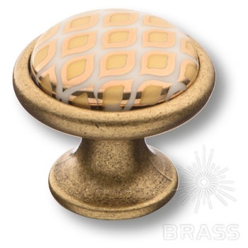 Brass Ручка кнопка 3008-40-000-456 орнамент / старая бронза фото 1