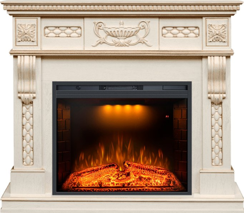 Каминокомплект Corsica - Слоновая кость с патиной с очагом Emerald 28 фото 1