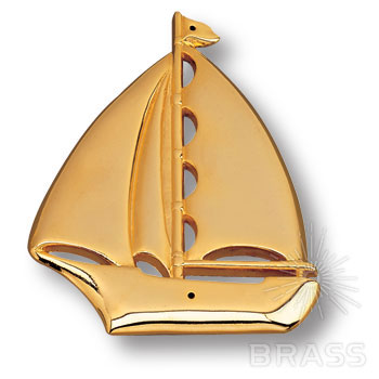 Brass Накладка декоративная в форме парусника морская коллекция 4430.0144.024 глянцевое золото фото 1