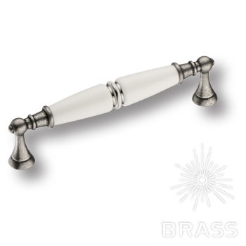 Brass Ручка скоба 2119-80-128-000-SILVER LINE старое серебро / белый 128 мм фото 1