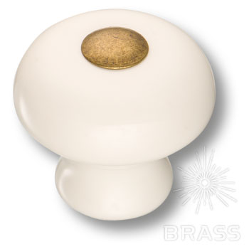 Brass Ручка кнопка 3030-40-000 белый / старая бронза (3030-013-000) фото 1