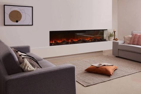 Трехсторонний электрокамин с обогревом BRITISH FIRES New Forest 2400 with Signature logs - 2400 мм фото 6