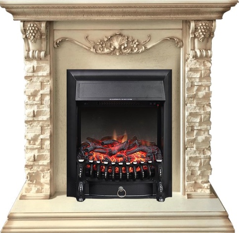Каминокомплект Adriana - Cлоновая кость с очагом Fobos FX Black фото 2