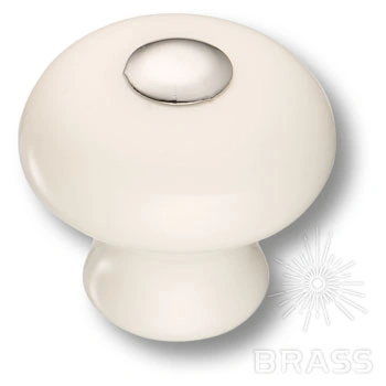 Brass Ручка кнопка 3030-10-000 белый / глянцевый хром (3030-005-000) фото 1