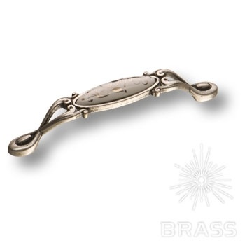 Brass Ручка скоба 15.090.96.PO23W.16 цветочный орнамент / старое серебро 96 мм фото 1