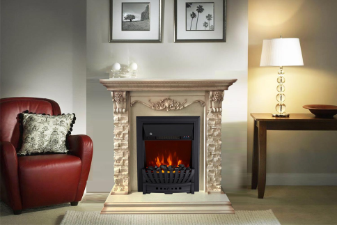 Каминокомплект Adriana - Cлоновая кость с очагом Aspen Black фото 1