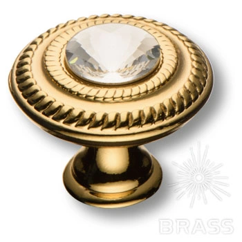 Brass Ручка кнопка эксклюзивная коллекция 15.346.30.SWA.19 глянцевое золото 24K с кристаллом Swarovski фото 1