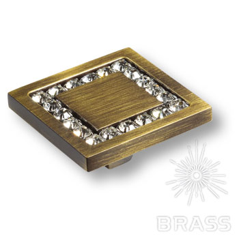 Brass Ручка кнопка 0771-013-3 латунь состаренная латунь с кристаллами Swarovski фото 1
