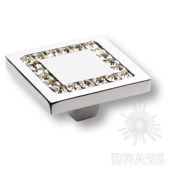 Brass Ручка кнопка 0771-005-3 латунь глянцевый хром с кристаллами Swarovski фото 1