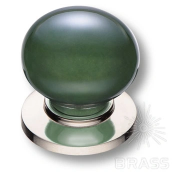 Brass Ручка кнопка 3005-51-GREEN PEARL зелёный / глянцевый никель фото 1