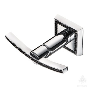 Brass Крючок однорожковый с кристаллами SWA 3506-2-75-005 BLACK глянцевый хром с черными кристаллами фото 1