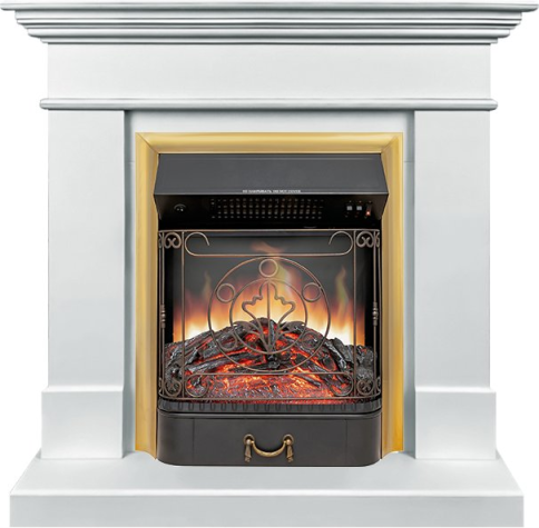 Каминокомплект California SFT - Белый с очагом Majestic FX Brass (разборный) фото 1