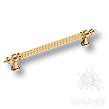 Brass Ручка скоба 1670-60-160-053 (69) глянцевое золото ребристая 160 мм фото 1