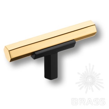 Brass Ручка кнопка модерн 74-Matt Black/Gold черный/глянцевое золото фото 1