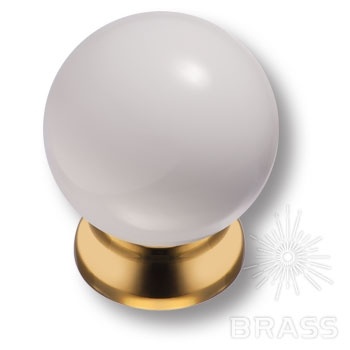 Brass Ручка кнопка 5102-102 глянцевое золото с белым шаром фото 1