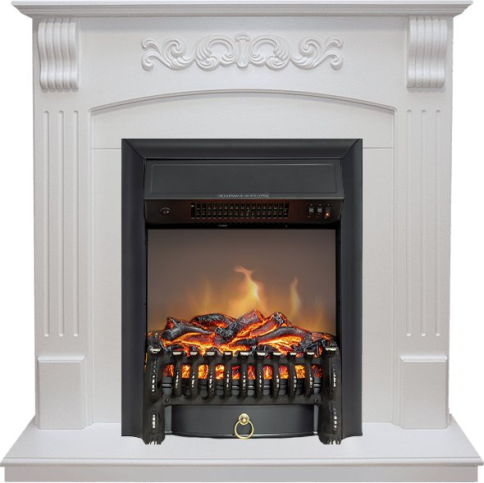 Каминокомплект Sorrento - Белый дуб с очагом Fobos FX M Black фото 1