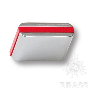 Brass Ручка кнопка 429025MP02PL17 глянцевый хром с красной вставкой 16 мм фото 1