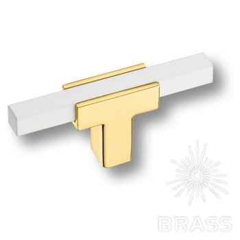 Brass Ручка кнопка 67-Gold-White глянцевое золото-белый фото 1