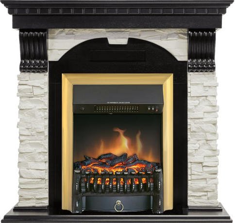 Каминокомплект Dublin - Венге / Сланец белый с очагом Fobos FX Brass фото 1