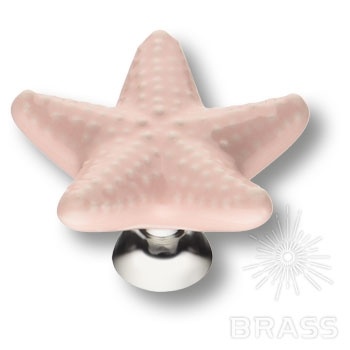 Brass Ручка кнопка STAR 004 розовый /глянцевый хром фото 1