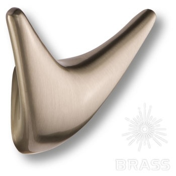 Brass Крючок мебельный двухрожковый 2025 0091 NB матовый никель фото 1