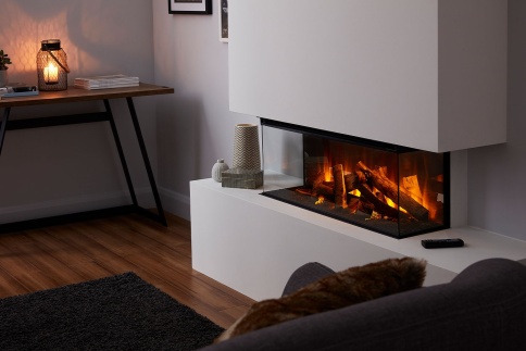 Трехсторонний электрокамин с обогревом BRITISH FIRES New Forest 870 with Deluxe Real logs - 870 мм фото 3