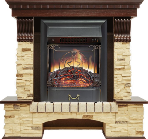 Каминокомплект Pierre Luxe - Темный дуб / Сланец с очагом Majestic FX Black фото 1