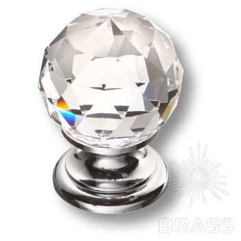 Brass Ручка кнопка эксклюзивная коллекция 9932-400 глянцевый хром с кристаллом Swarovski фото 1