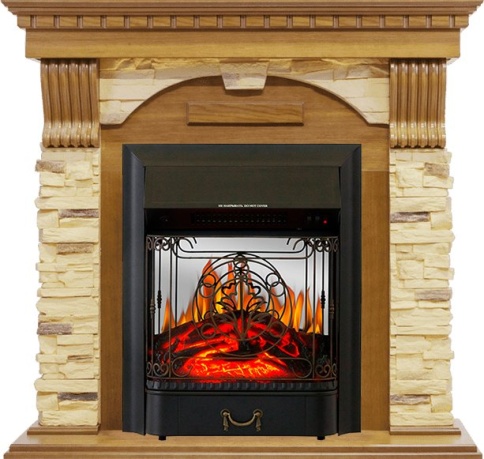 Каминокомплект Dublin -  Дуб / Сланец с очагом Majestic FX M Black фото 1