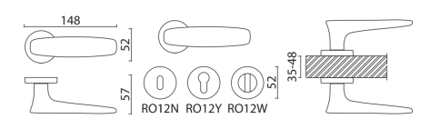 Brass Ручка дверная HA234RO12 NBM VEGA матовый никель фото 2