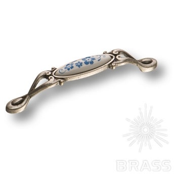 Brass Ручка скоба 15.090.96.PO24W.16 цветочный орнамент / старое серебро 96 мм фото 1