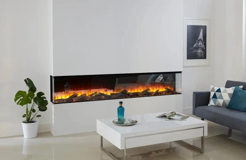 Трехсторонний электрокамин с обогревом BRITISH FIRES New Forest 2400 with Signature logs - 2400 мм фото 3