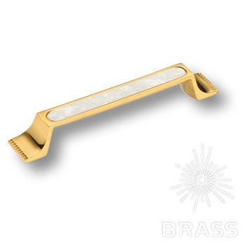 Brass Ручка скоба 2580-003-128 латунь глянцевое золото/перламутр 128 мм фото 1
