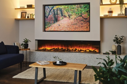 Трехсторонний электрокамин с обогревом BRITISH FIRES New Forest 2400 with Deluxe Real logs - 2400 мм фото 1