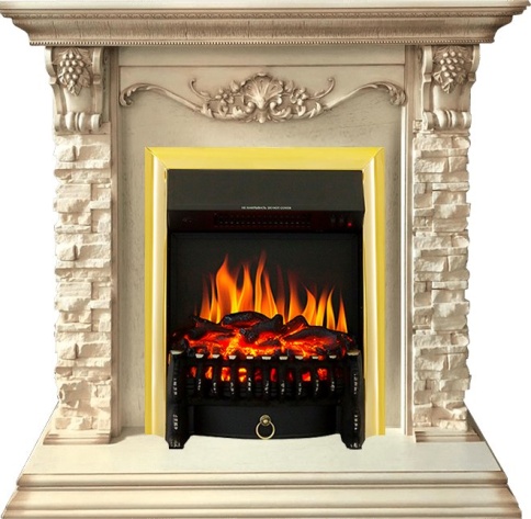 Каминокомплект Adriana - Cлоновая кость с очагом Fobos FX Brass фото 2