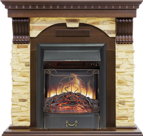 Каминокомплект Dublin угловой - Темный дуб / Сланец с очагом Majestic FX Black фото 1