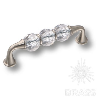 Brass Ручка скоба 2537-006-96 латунь никель с кристаллами 96 мм фото 1