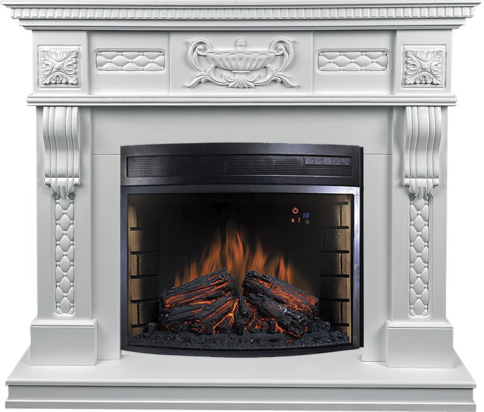 Каминокомплект Corsica - Матовый белый (Высота 1110мм) с очагом Dioramic 28 LED FX фото 1
