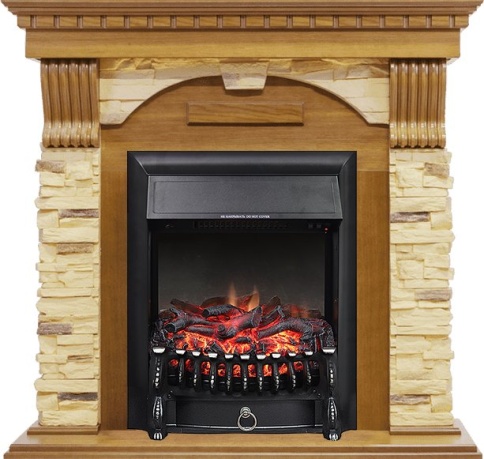 Каминокомплект Dublin -  Дуб / Сланец с очагом Fobos FX Black фото 2