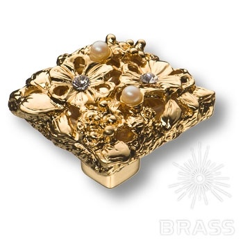 Brass Ручка кнопка "Petit Bouquet" эксклюзивная коллекция 20.35 MO19 глянцевое золото 24k фото 1