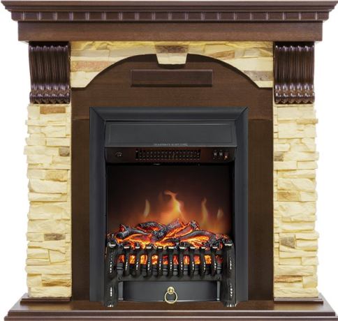 Каминокомплект Dublin угловой - Темный дуб / Сланец с очагом Fobos FX Black фото 1