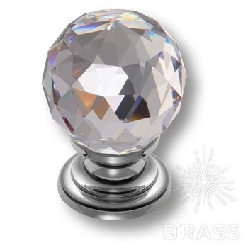 Brass Ручка кнопка эксклюзивная коллекция 9992-400 глянцевый хром с кристаллом фото 1