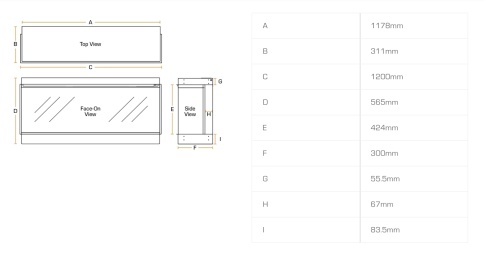 Трехсторонний электрокамин с обогревом BRITISH FIRES New Forest 1200 with Signature logs - 1200 мм фото 9