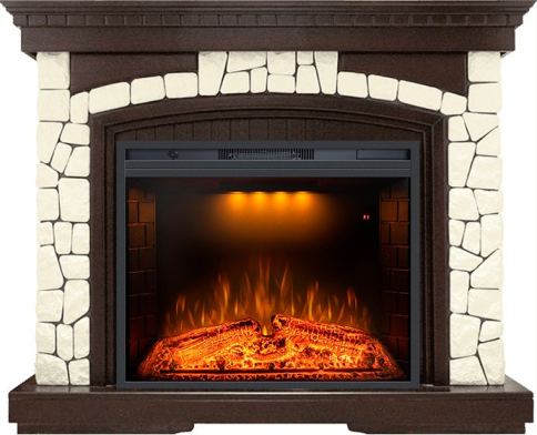 Каминокомплект Glasgow - Темный дуб / Белый (Высота 1100мм) с очагом Emerald 28 фото 1