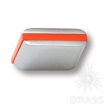 Brass Ручка кнопка 429025MP02PL09 глянцевый хром с оранжевой вставкой 16 мм фото 1