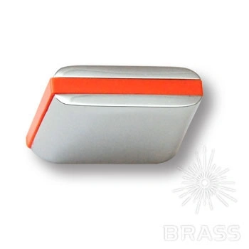 Brass Ручка кнопка 429025MP02PL09 глянцевый хром с оранжевой вставкой 16 мм фото 1