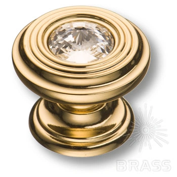 Brass Ручка кнопка эксклюзивная коллекция 9952-100 глянцевое золото с кристаллом Swarovski фото 1