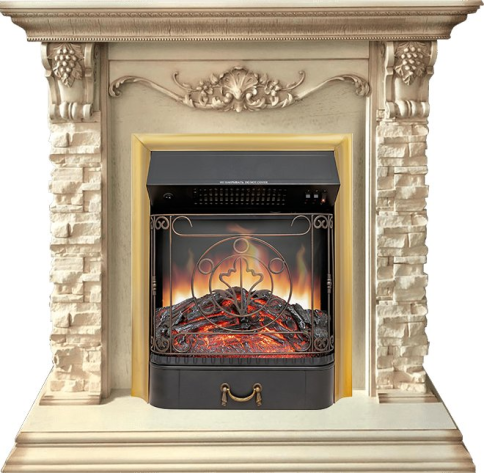 Каминокомплект Adriana - Cлоновая кость с очагом Majestic FX Brass фото 1