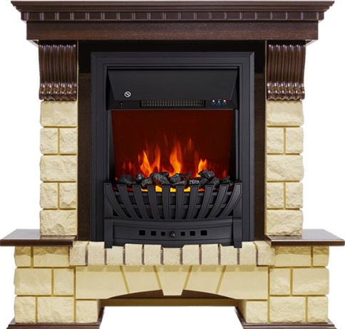 Каминокомплект Pierre Luxe - Темный дуб / Шампань с очагом Aspen Black фото 2